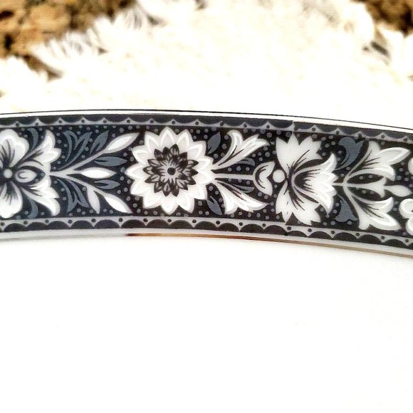 SANGO NAVARRO #6283 Large Oval Serving Platter Gray Floral 16" x 12" ~ JAPAN - Picture 3 of 5